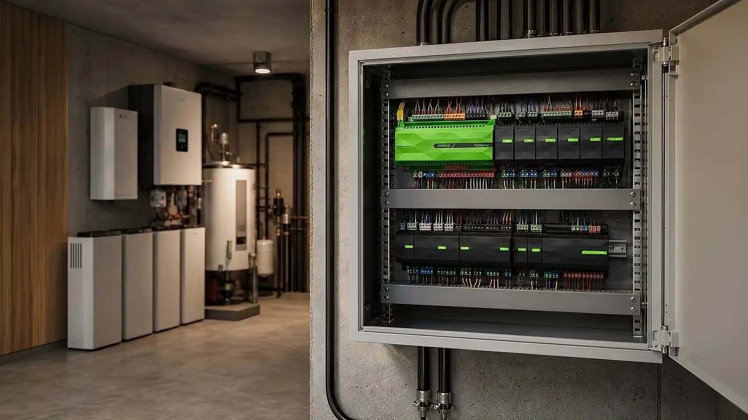 Technikraum mit Schaltschrank und Loxone Miniserver